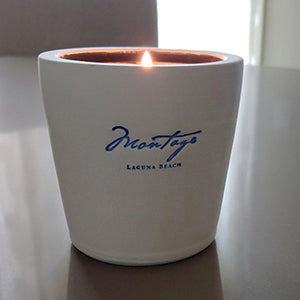 Custom ceramic candle with Vegan Coconut wax and cotton wick.