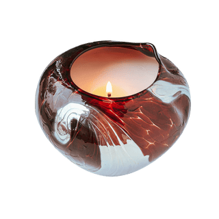 artisanal hand-blown glass heirloom candle in a captivating red by Laguna candles