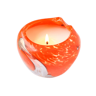artisanal hand-blown glass heirloom candle in a striking orange by Laguna Candles