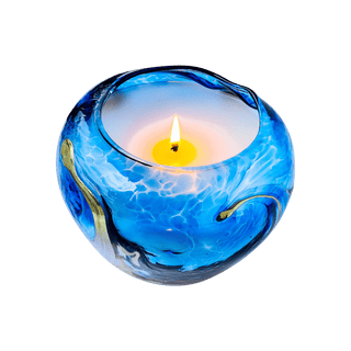 Illuminate your space with Laguna Candles artisanal ocean blue hand-blown glass heirloom candle 