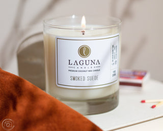 Luxurious choice Smoked Suede 11oz Classic Candle for your space by Laguna Candles